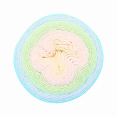 Pastel gradient yarn on a white background