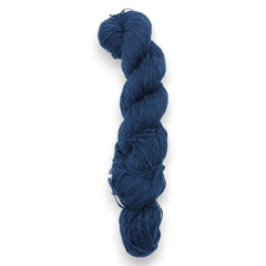 A skein of navy blue cotton slub yarn.