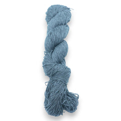 A skein of blue cotton slub yarn.