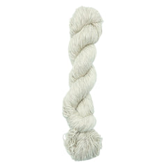 A skein of white cotton slub yarn.