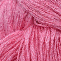 A skein of pink cotton slub yarn.