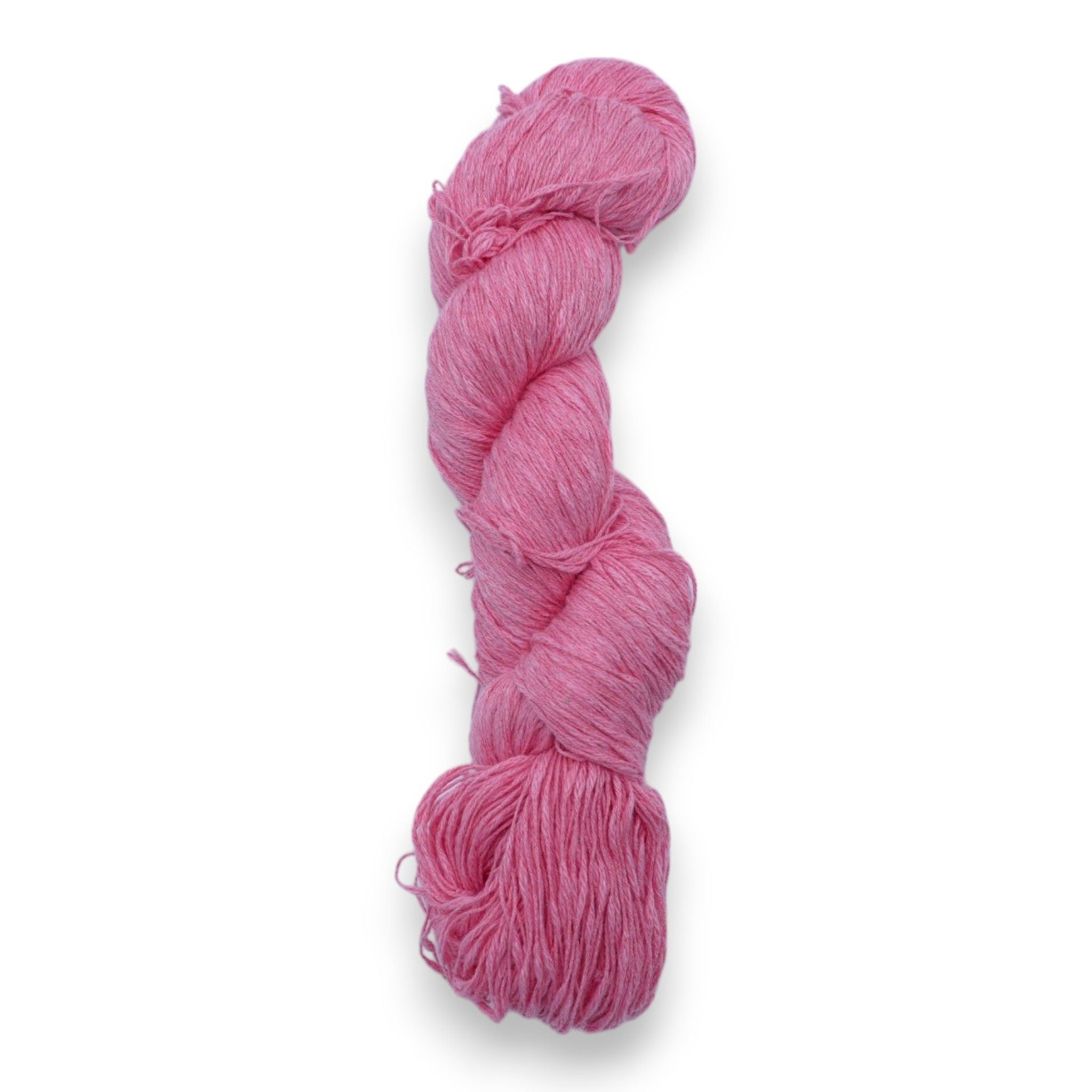 A skein of pink cotton slub yarn.
