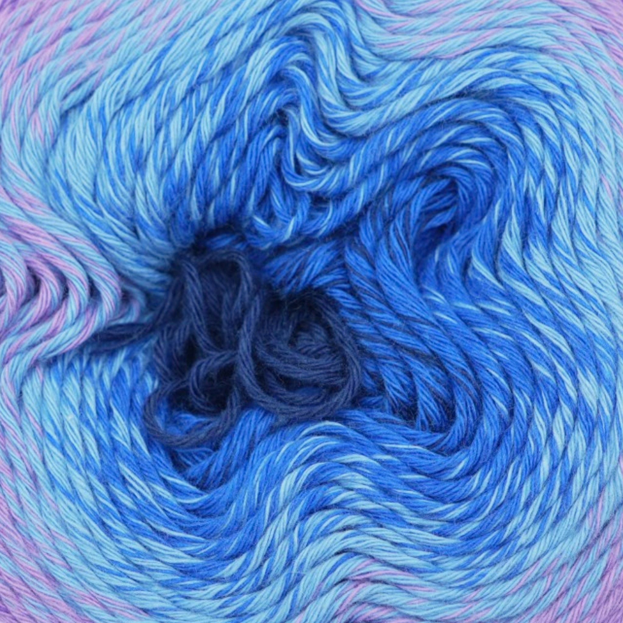 Close-up of blue and purple yarn