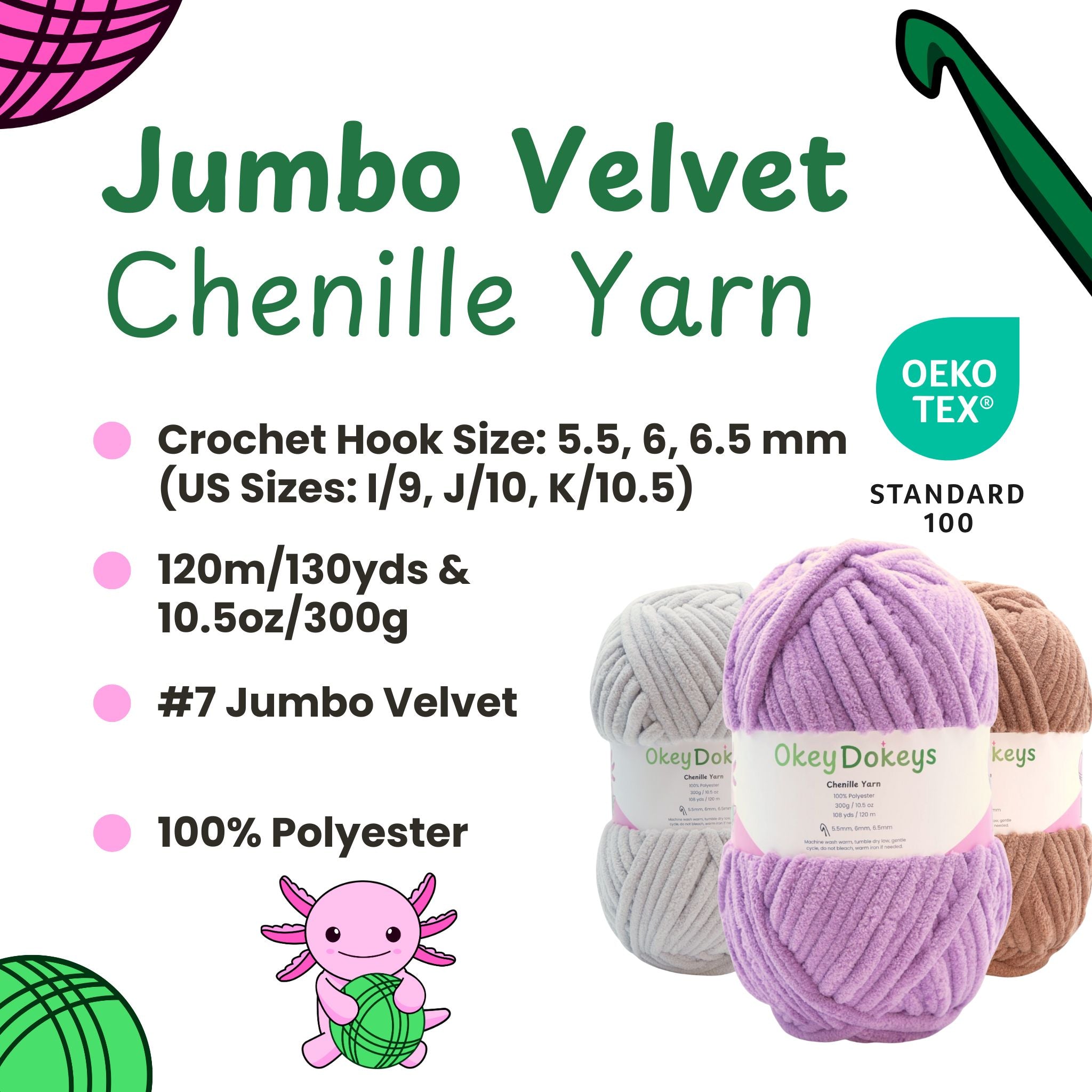 jumbo posh chenille yarn 300g velvet oeko tex standard