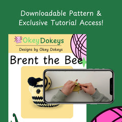 Brent the bee tutorial pattern video example on a green background