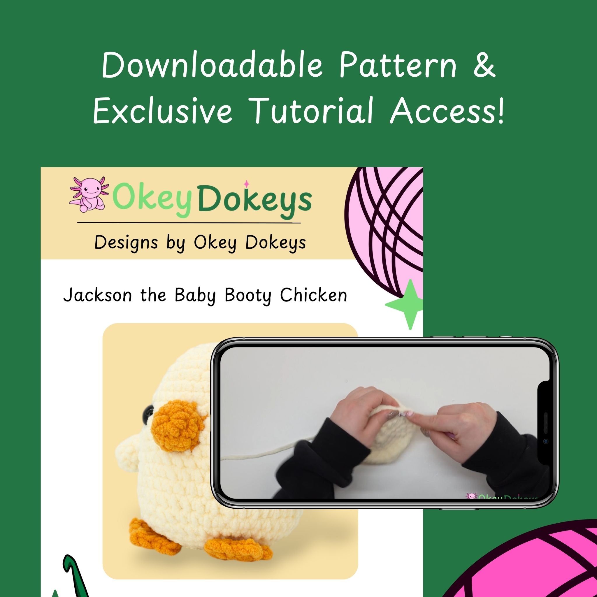 Jackson the baby booty chicken tutorial video on green background