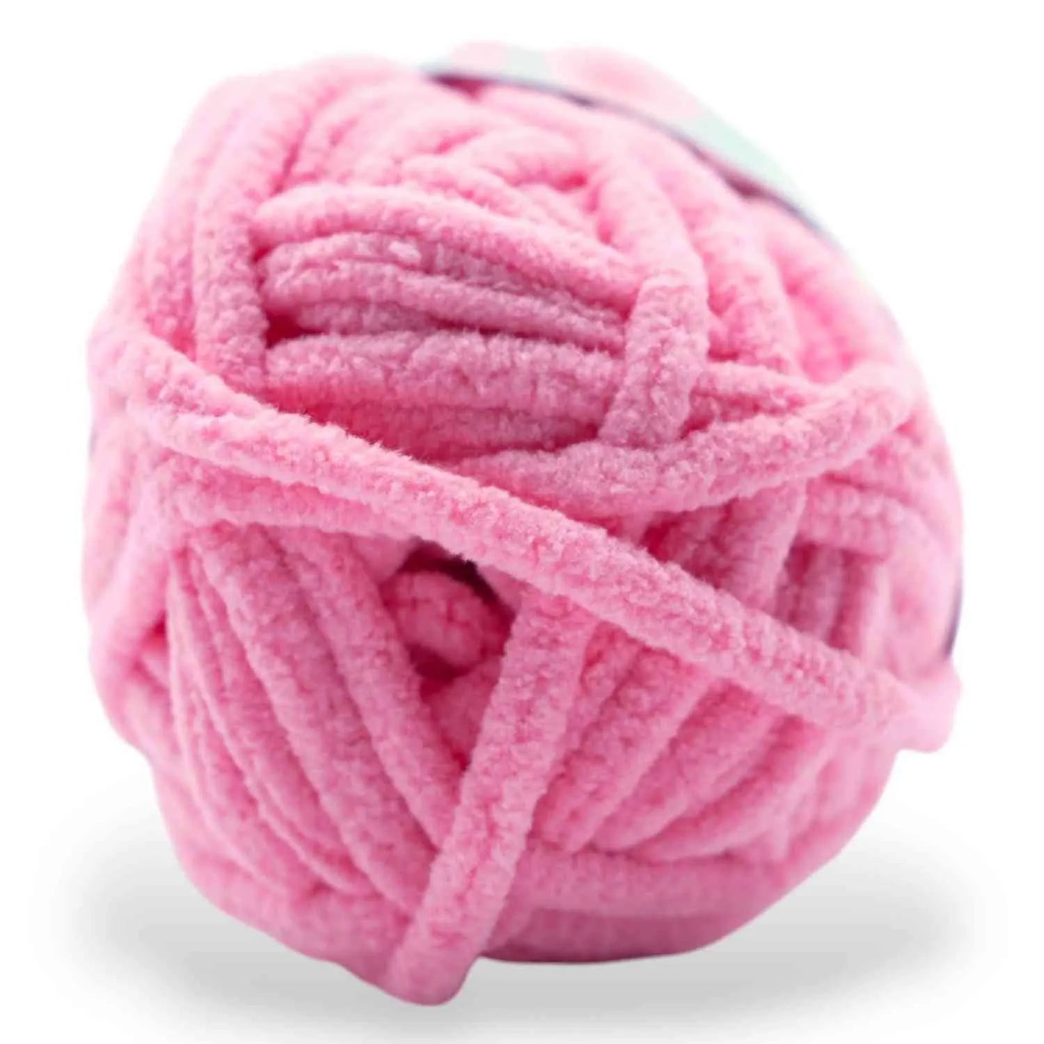 Pink ball of yarn on a white background