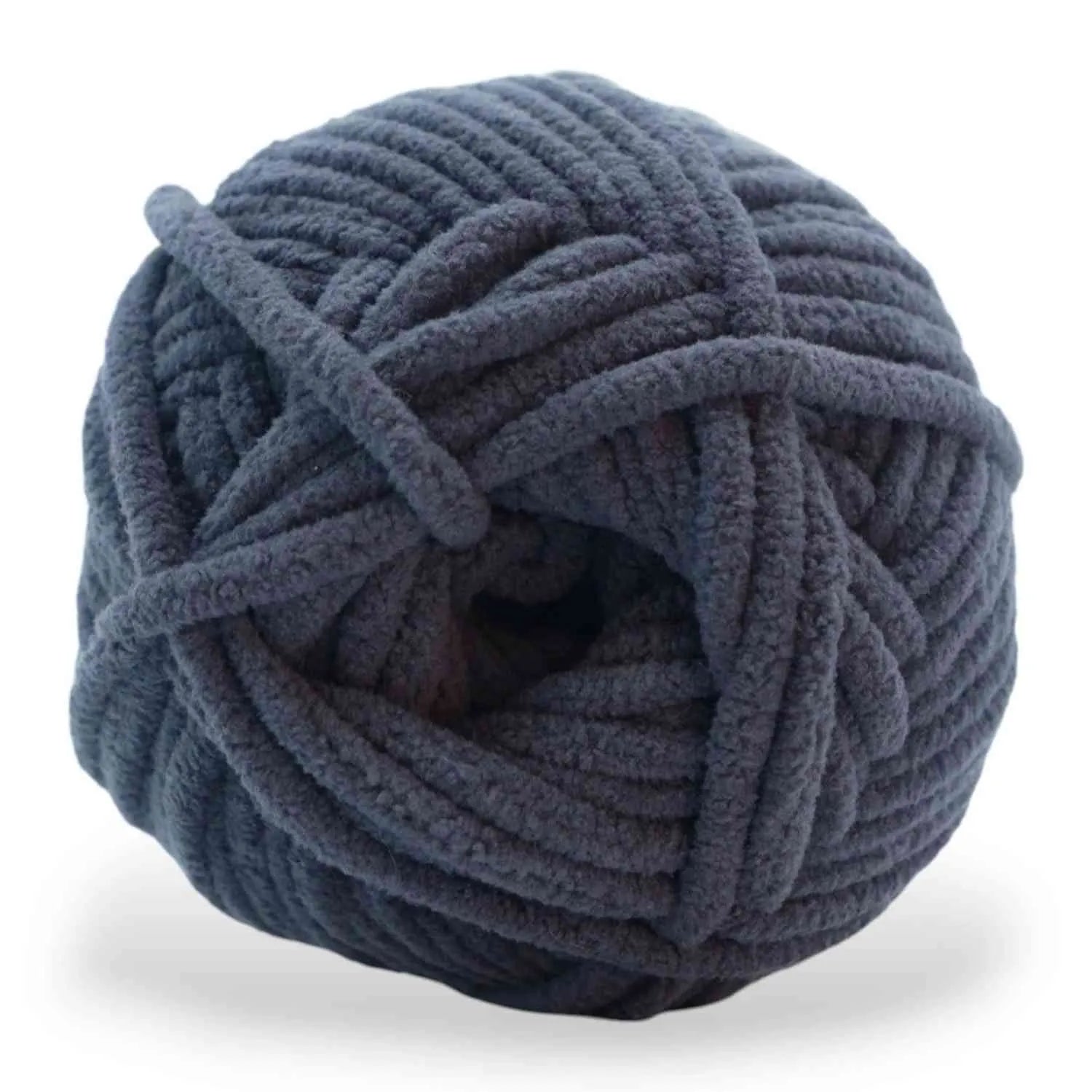 Blue skein of yarn on a white background