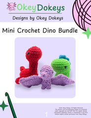 Mini Crochet Dino Bundle Pattern Only