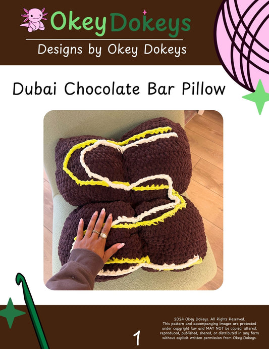 Crochet Dubai Chocolate Bar Pillow Pattern Only