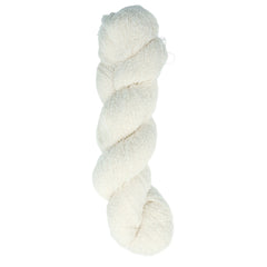 white skein of thin lace boucle yarn