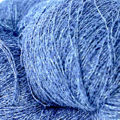 close up view of purple boucle yarn