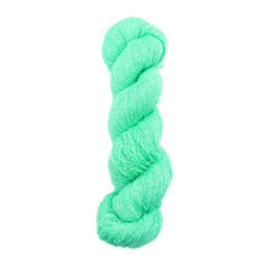 Mint green skein of yarn on a white background