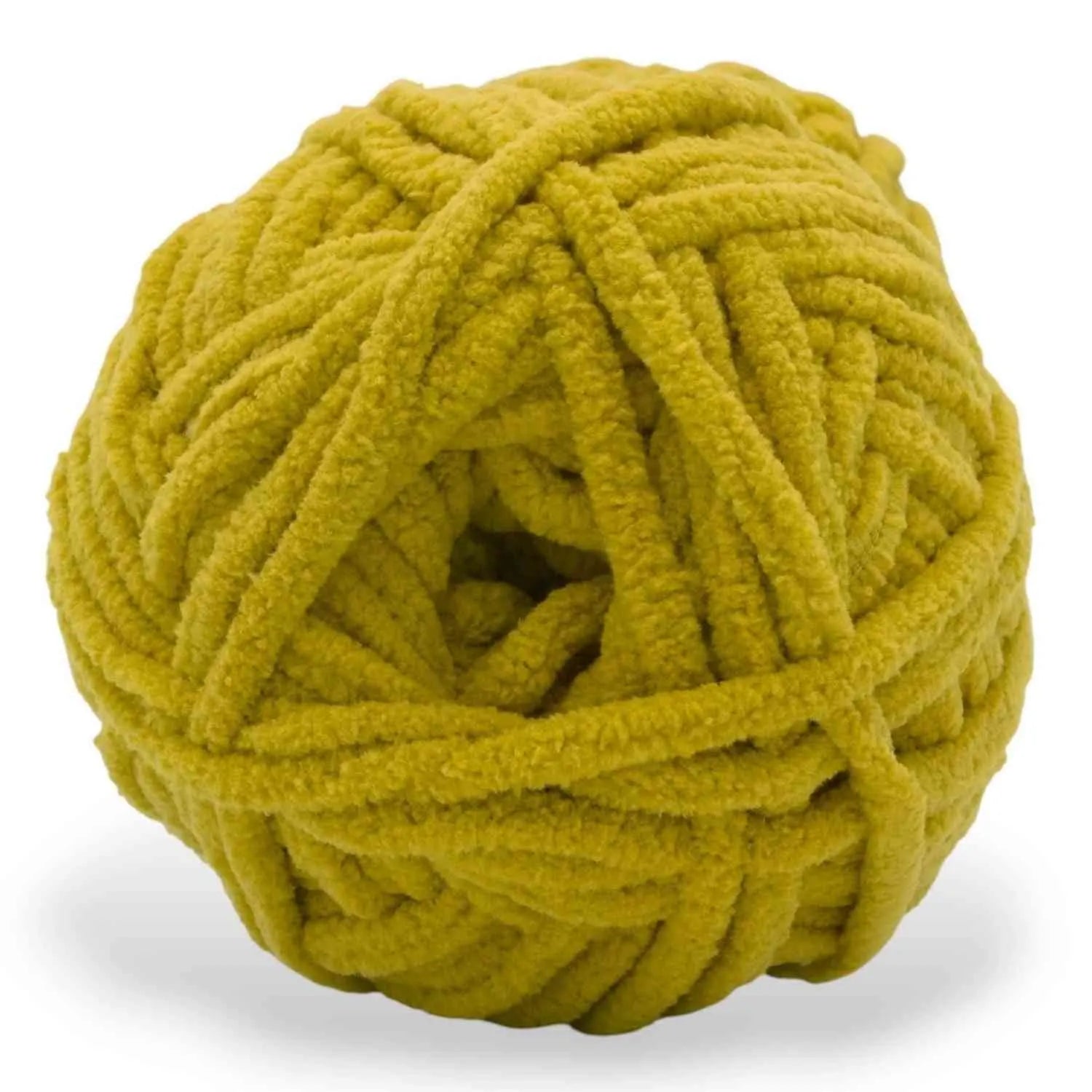 Yellow ball of yarn on a white background