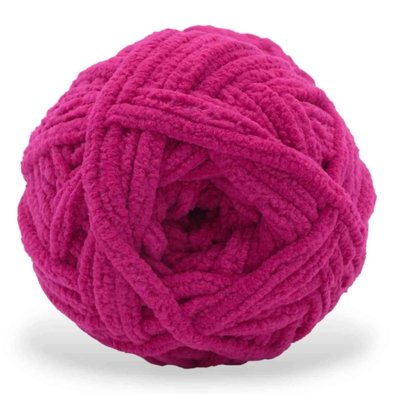 Pink ball of yarn on a white background