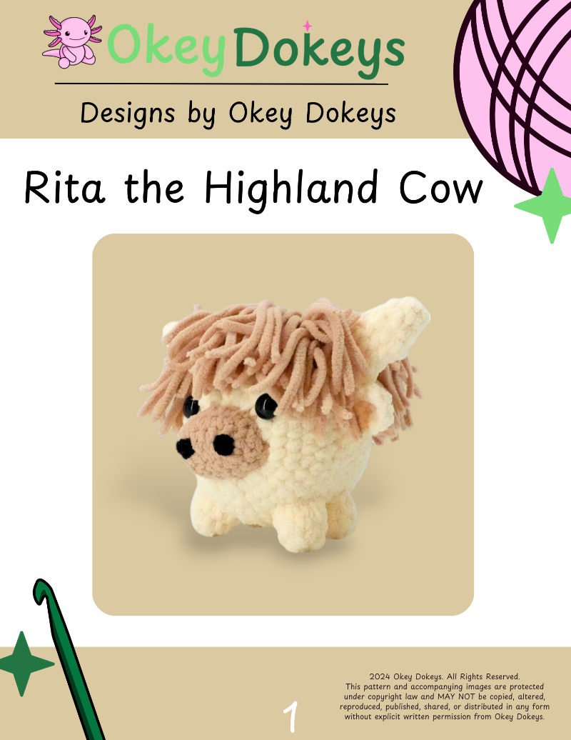 Rita the Highland Cow Crochet Pattern – Okey Dokeys