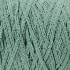 detailed close up of our super soft chenille yarn in green sage color