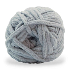Gray skein of yarn on a white background