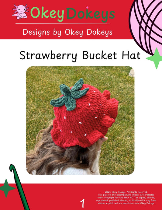 Crochet Strawberry Bucket Hat Pattern Only