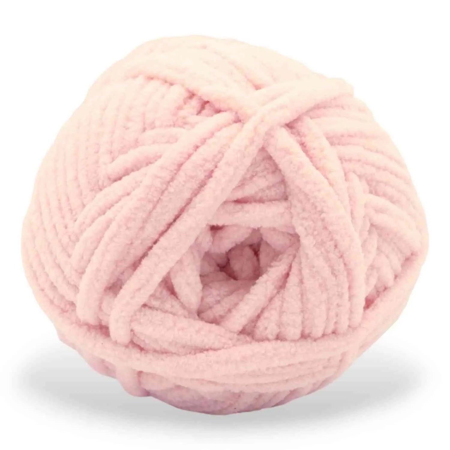 Pink ball of yarn on a white background