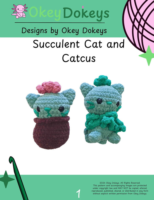 Crochet Cat Succulents Pattern Only