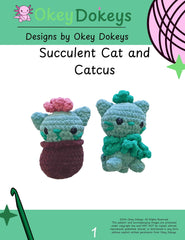 Crochet Cat Succulents Pattern Only