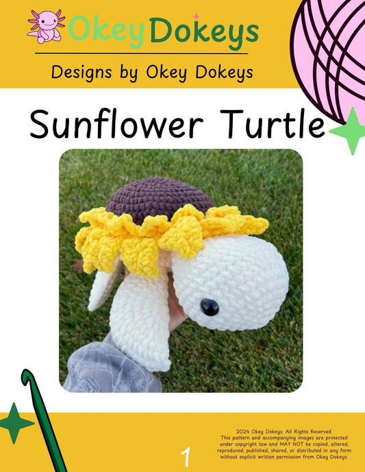 Crochet Sunflower Turtle Pattern Only