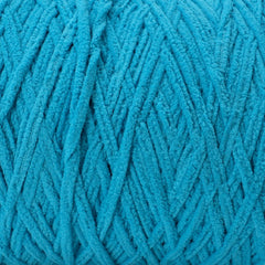 deep aqua blue chenille yarn made from 100% polyester thats super soft.