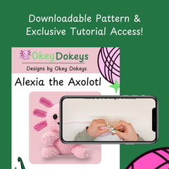 use the axolotl crochet pattern and axolotl video tutorial to learn to create a crocheted axolotl