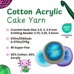 1060 Yards Gradient Cake Yarn - #1 Super Fine Cotton Acrylic Yarn