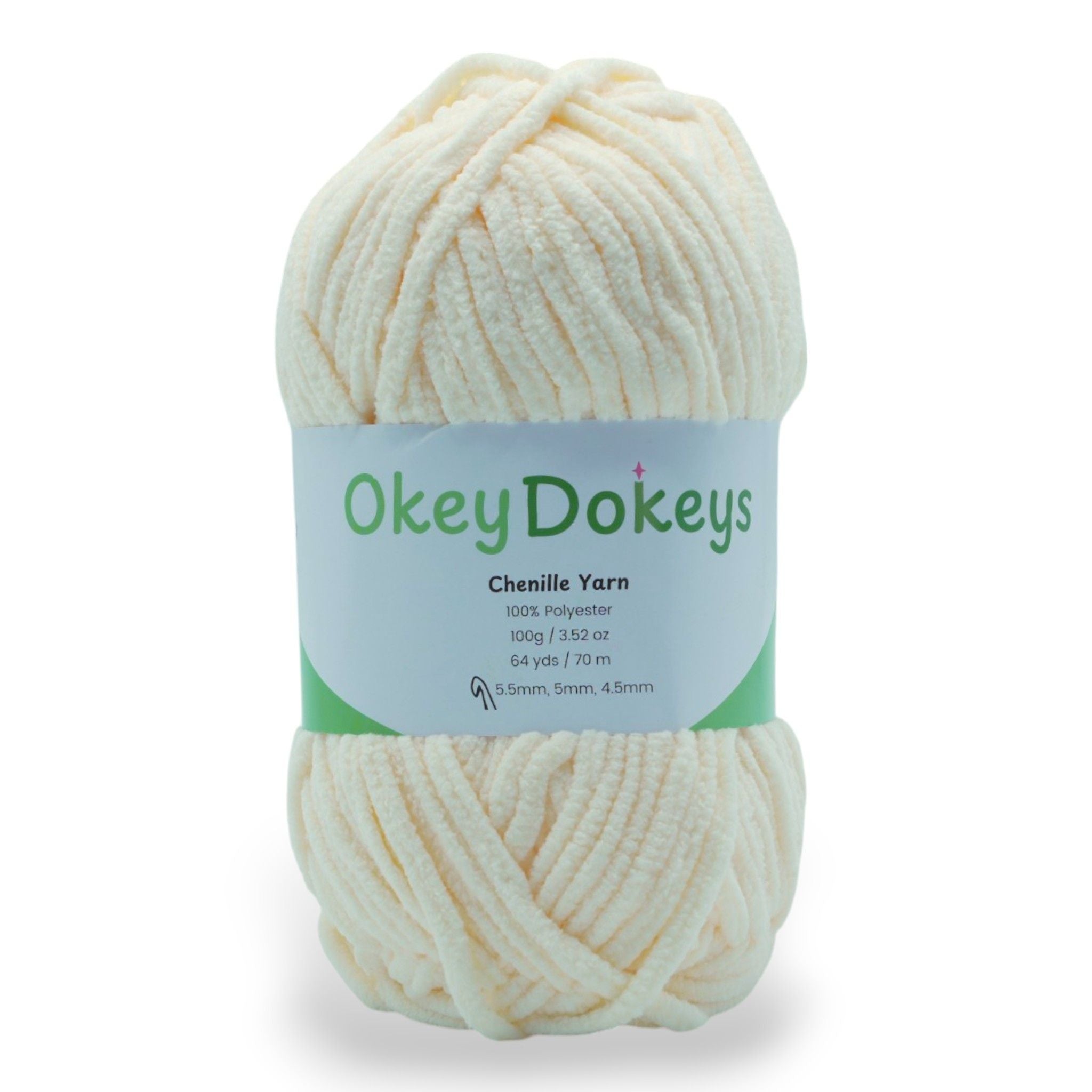 on hundred grams of a cream colored yarn for knitting and crocheting