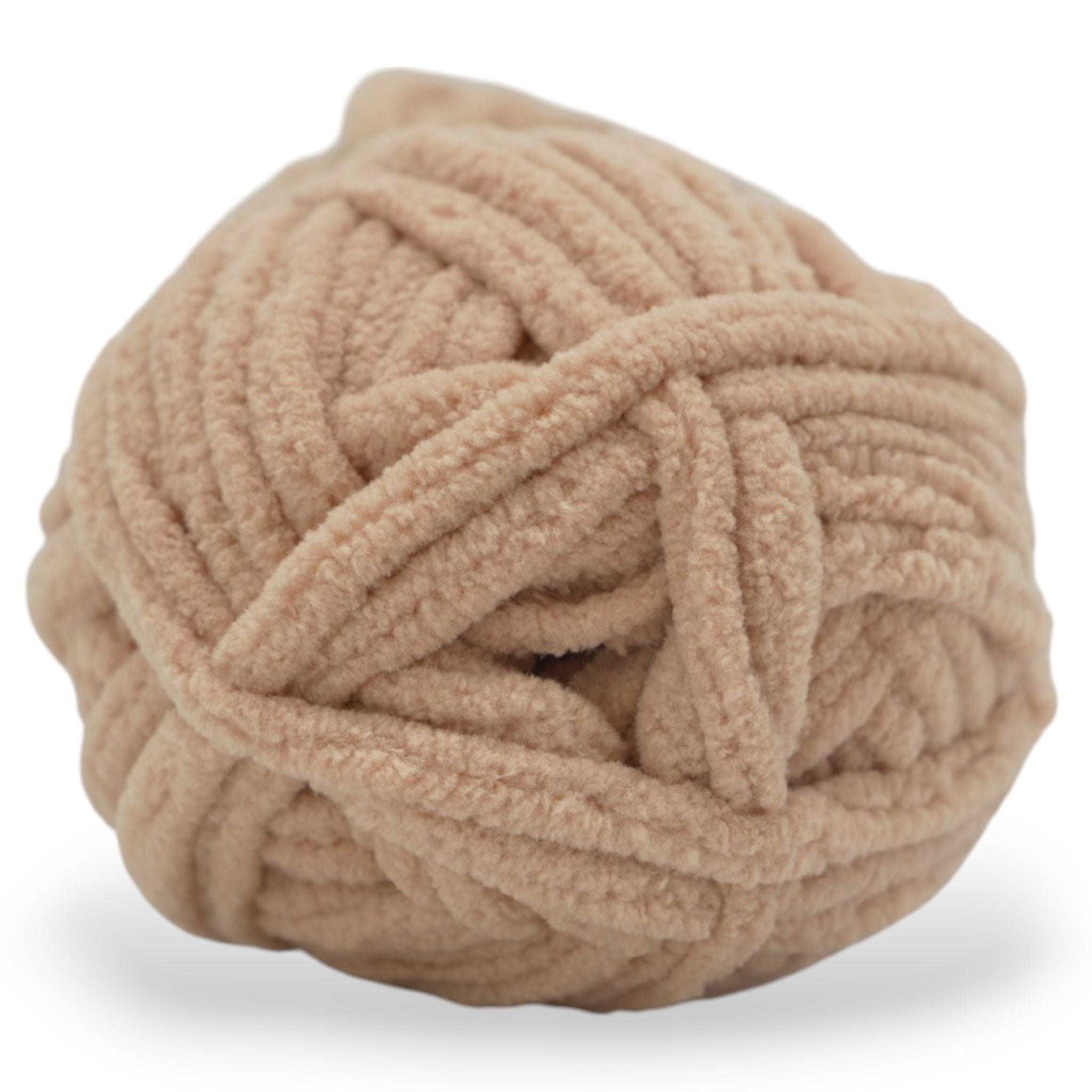 chenille yarn skeins light brown or beige colored