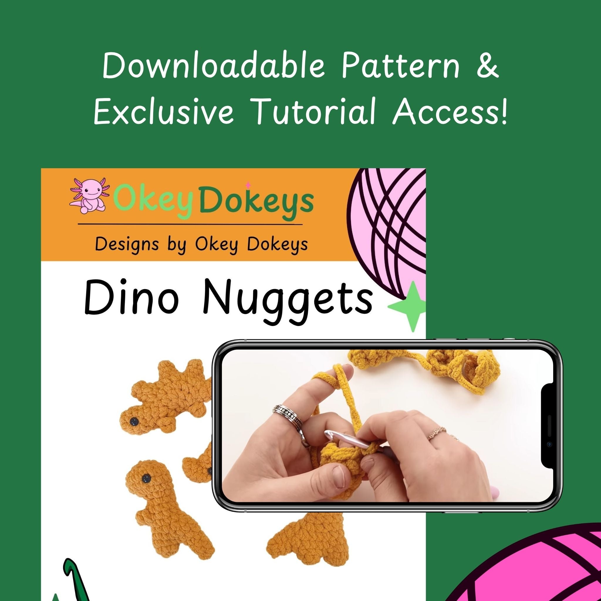 dino nugget plush tutorial included with the learn to crochet kit