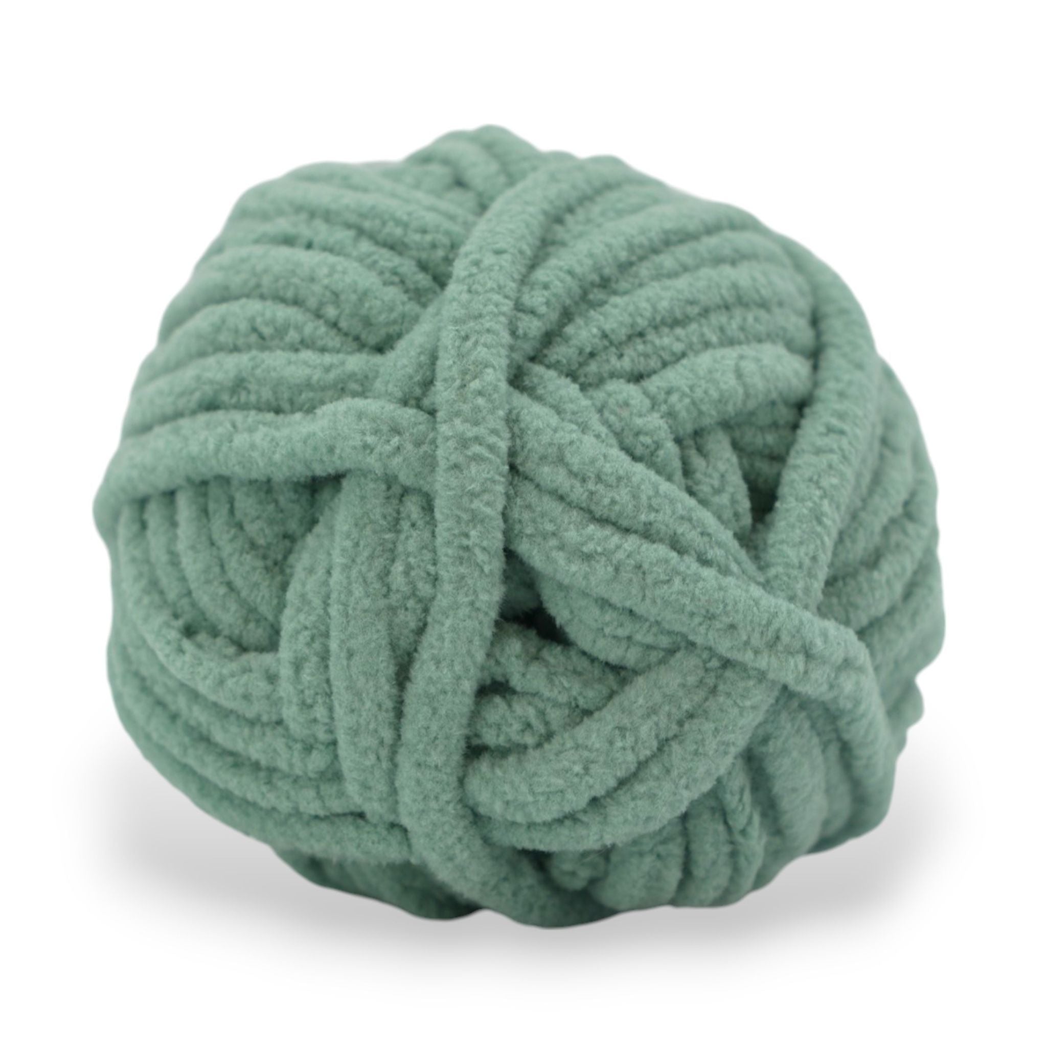 chenille yarn for crochet and knitting in a green sage color perfect for amigurumi