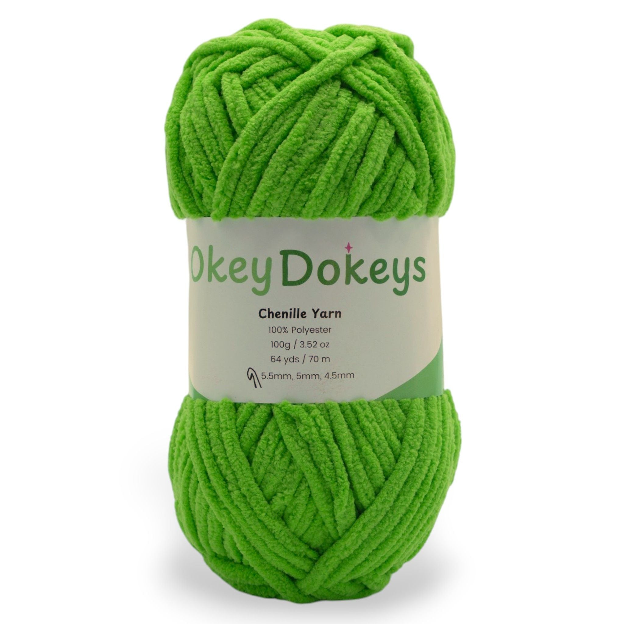 green 100g skein of crochet chenille yarn