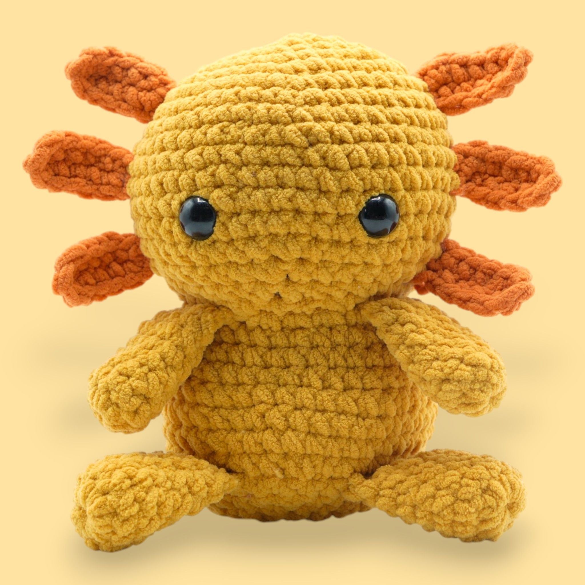 kawaii axolotl in orange color for crochet