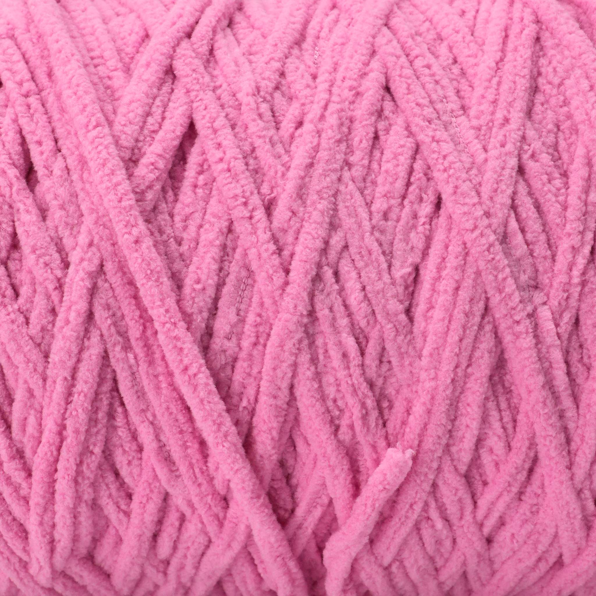 pink bulky chenille yarn close up image of the best chenille yarn in pink