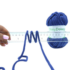 chunky yarn made from 100% polyester showing the thickness