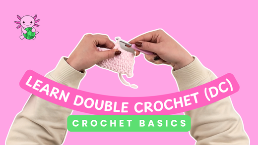 Thumbnail for double crochet tutorial crochet basics blog post