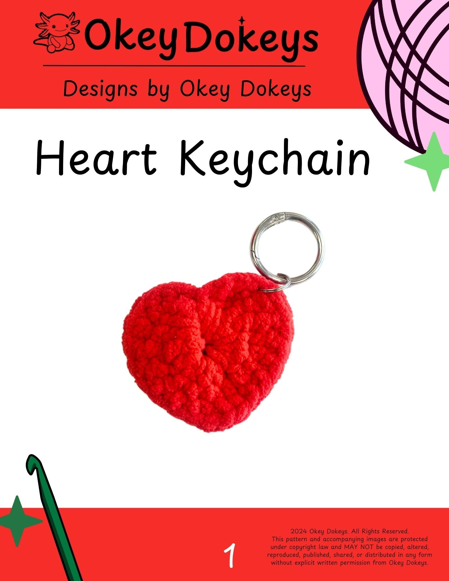 Crochet Heart Keychain Free Pattern