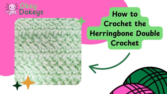 How to crochet the herringbone double crochet stitch tutorial showing textured fabric and beginner stitch technique