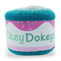 Blue textured container with Okey Dokeys label on a white background
