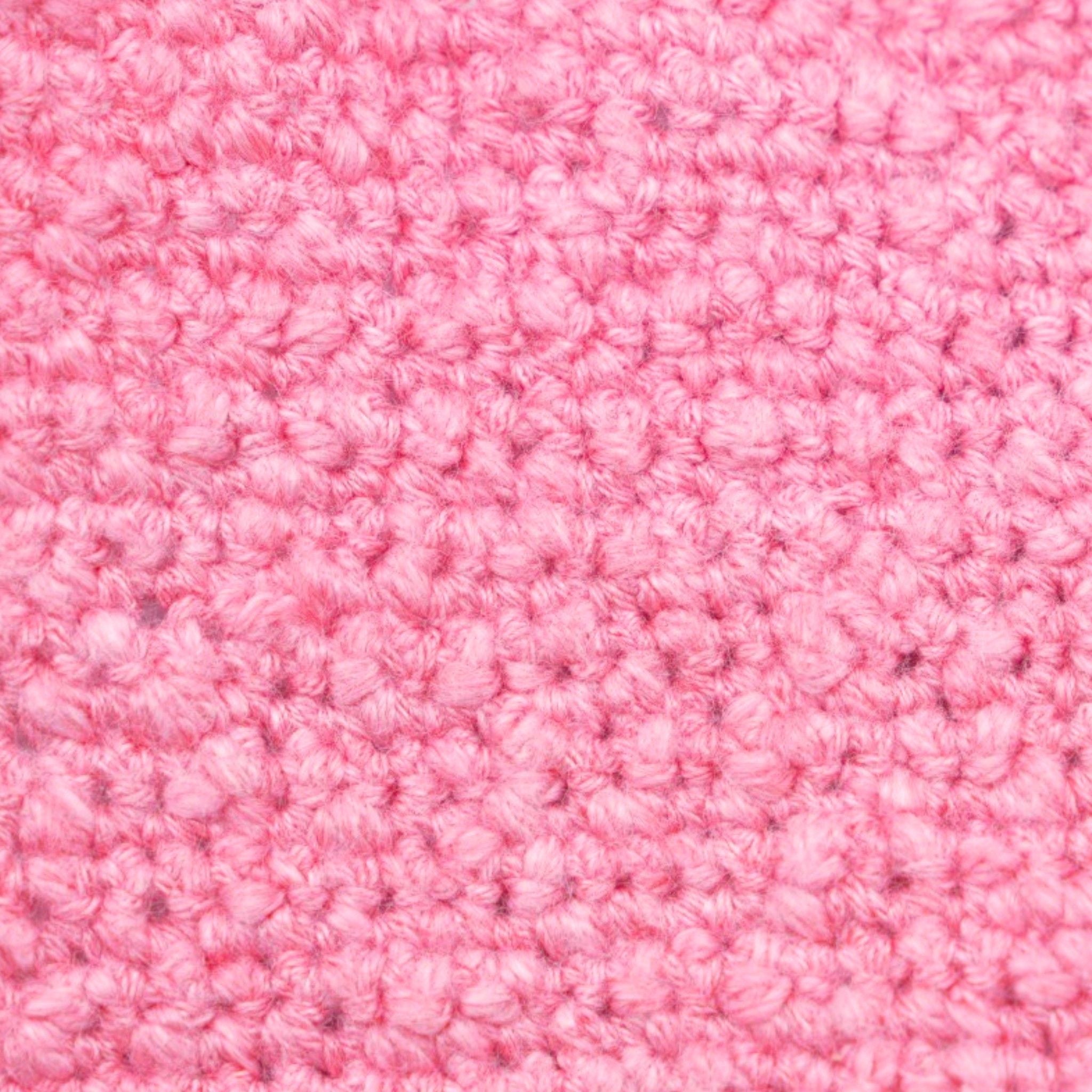 single crochet gage with pink cotton slub yarn