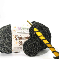 Metallic Shimmer Ribbon Yarn – Lightweight Tube Tape Yarn for Crochet Bags, Accessories & Decorative Projects (100g)