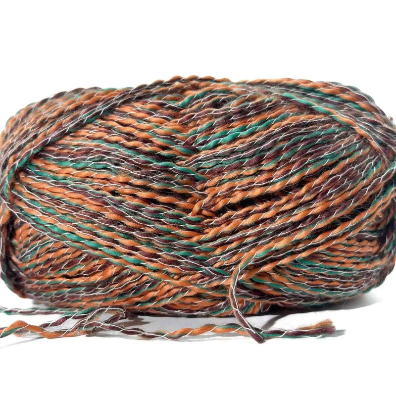 Multicolored yarn ball on a white background