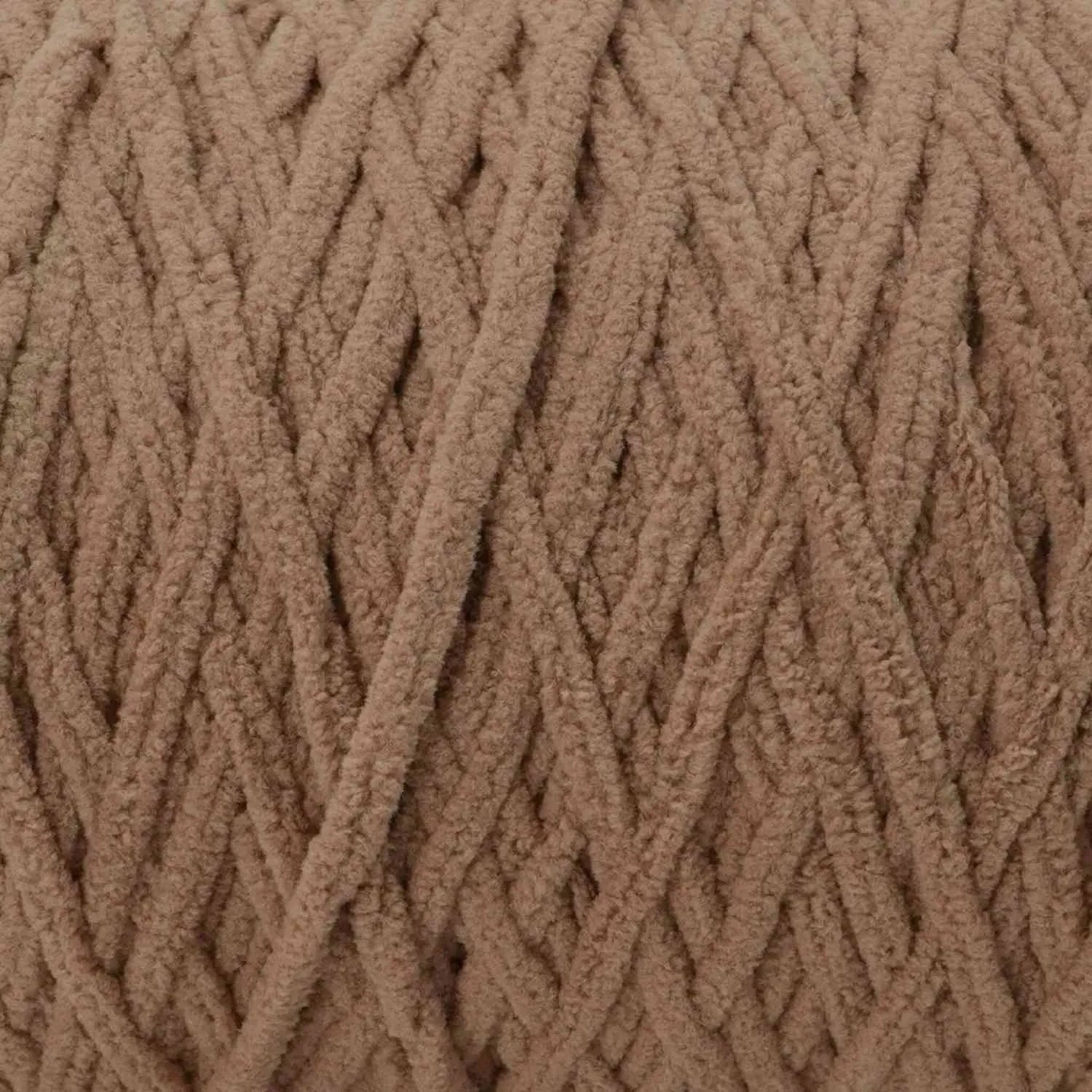 Close-up of brown textured yarn