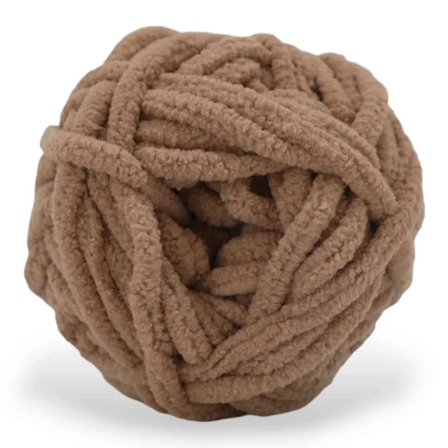 Brown ball of yarn on a white background