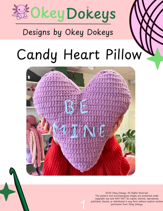 Crochet Candy Heart Pillow Pattern Only