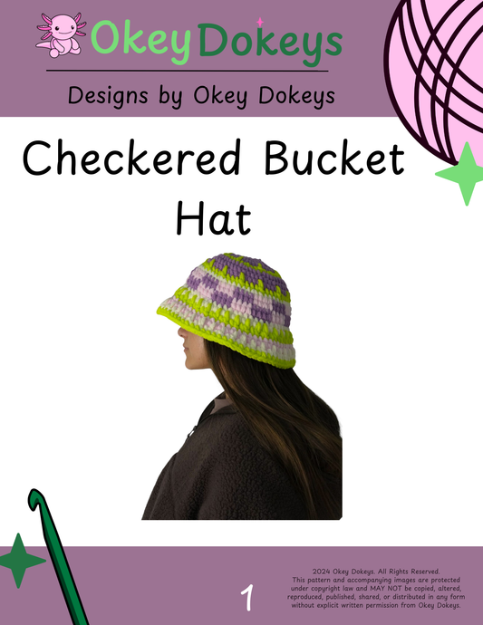 Checkered Crochet Bucket Hat Pattern Only