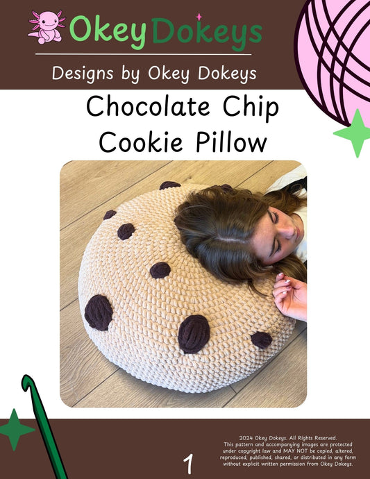 Crochet Chocolate Chip Cookie Pillow Pattern Only